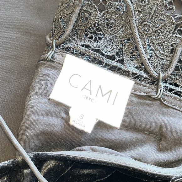 Cami NYC Black Lace Up Velour Tank Top - Picture 6 of 8